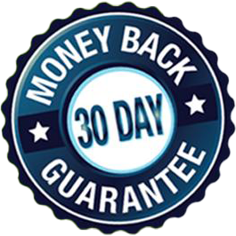 A 3 0 day money back guarantee seal.